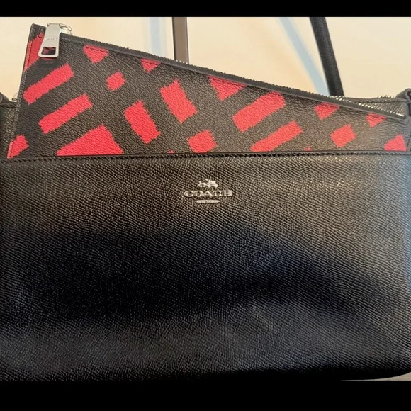 Coach East/West Crossbody With Pop Up Pouch Red Plaid Print F22252 EUC! ๐ - Picture 4 of 8